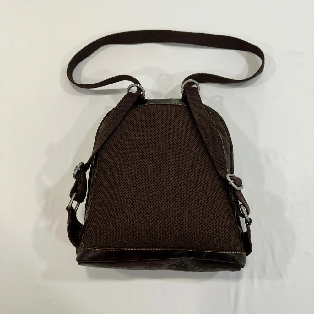 Jack Georges Leather Sling Backpack Mens Womens‎ Brown Multi-Pocket Professional